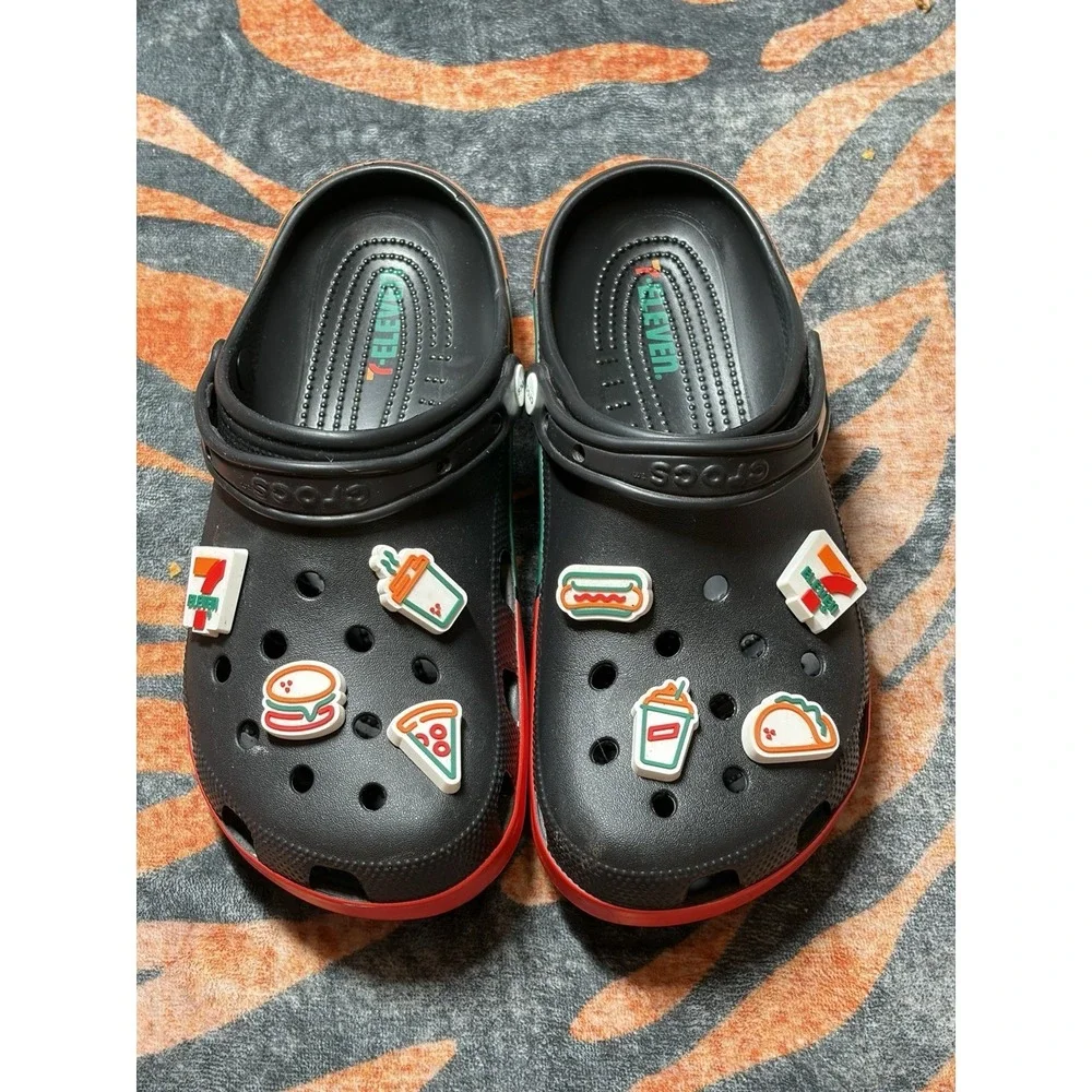 7-Eleven x Crocs Classic Clog 'Black' Men's Size 11, With (8) Charms